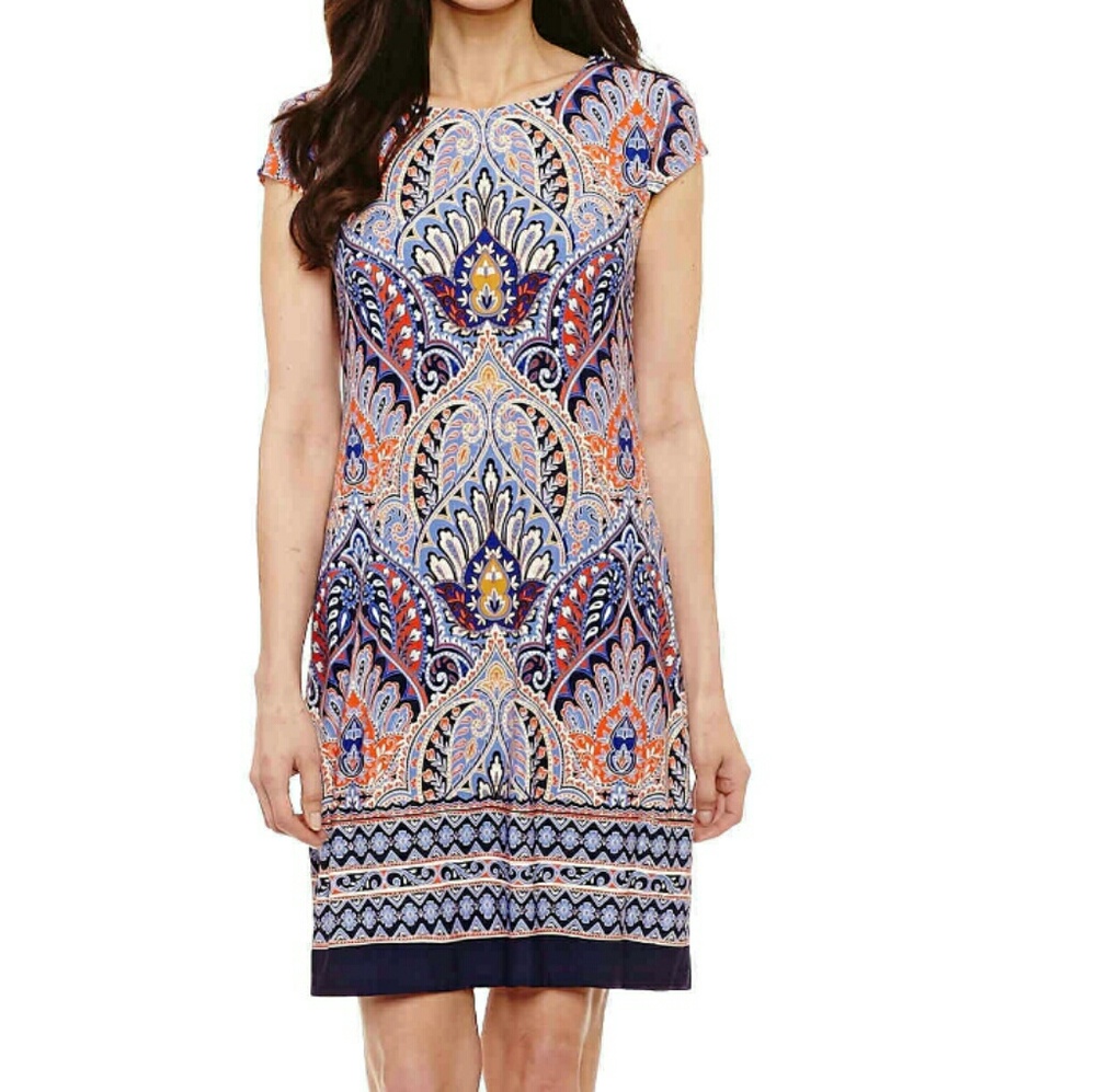 R & K cap sleeve sheath orange/blue (size ps)